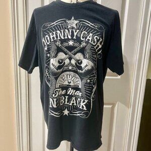 Y2k 90’ Johnny Cash Tshirt distressed Black  The Man in Black size large